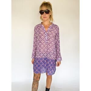 VTG Indian Cotton Tunic Dress – Block Print Kurti, Boho Sheer Dress, Size S/M
